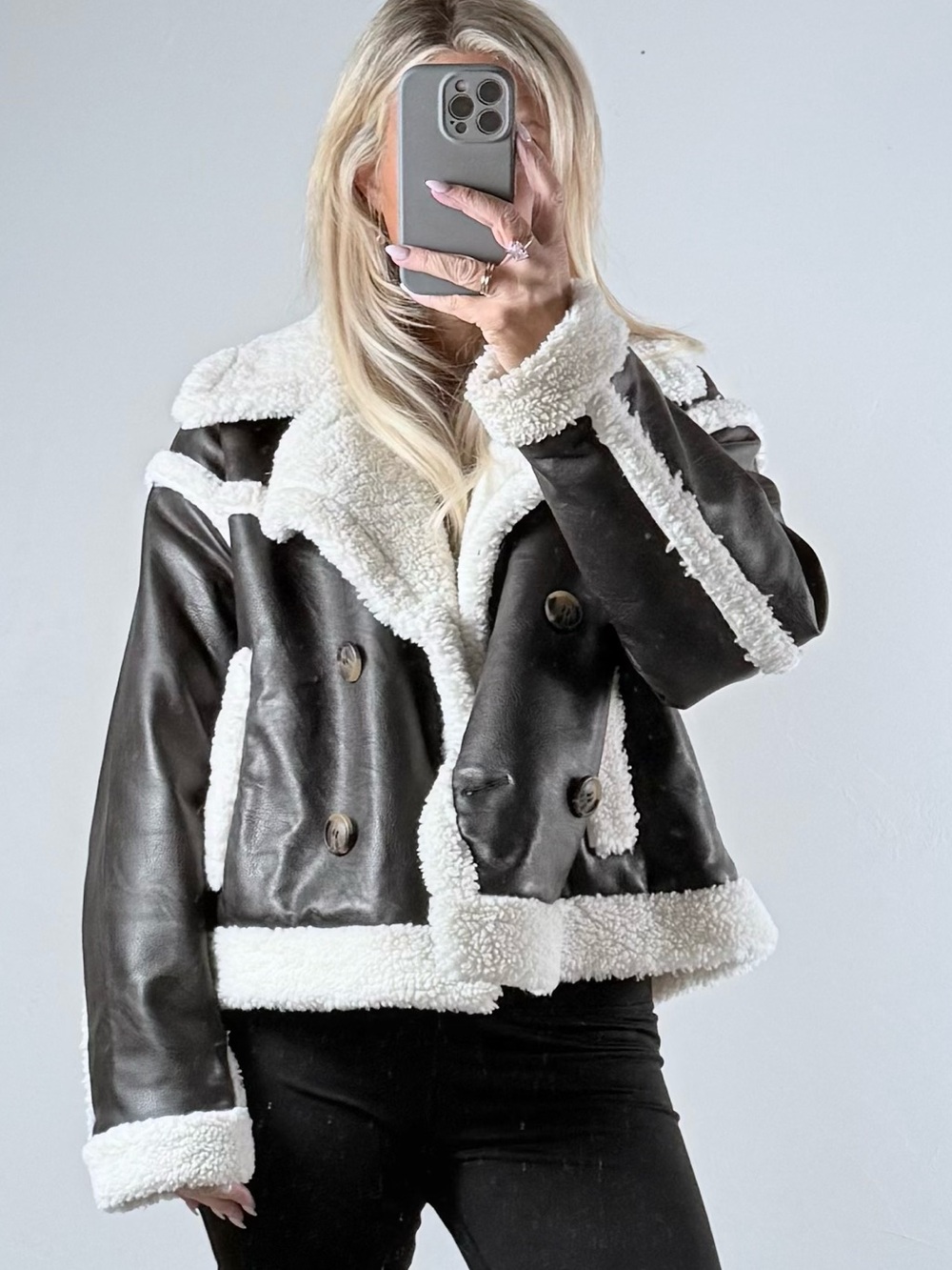 Levi's Brown Faux Shearling Trim Lined Aviator Jacket